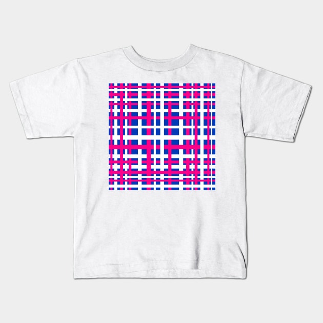 Blue & Pink Interlocking Stripes Kids T-Shirt by BlakCircleGirl